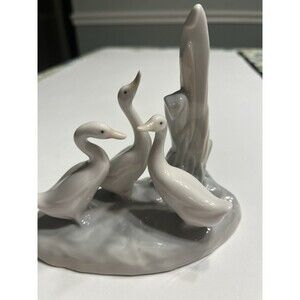 NAO by Lladro  Three Geese Ducks In Pond Retired Made in Spain Gloss Finish